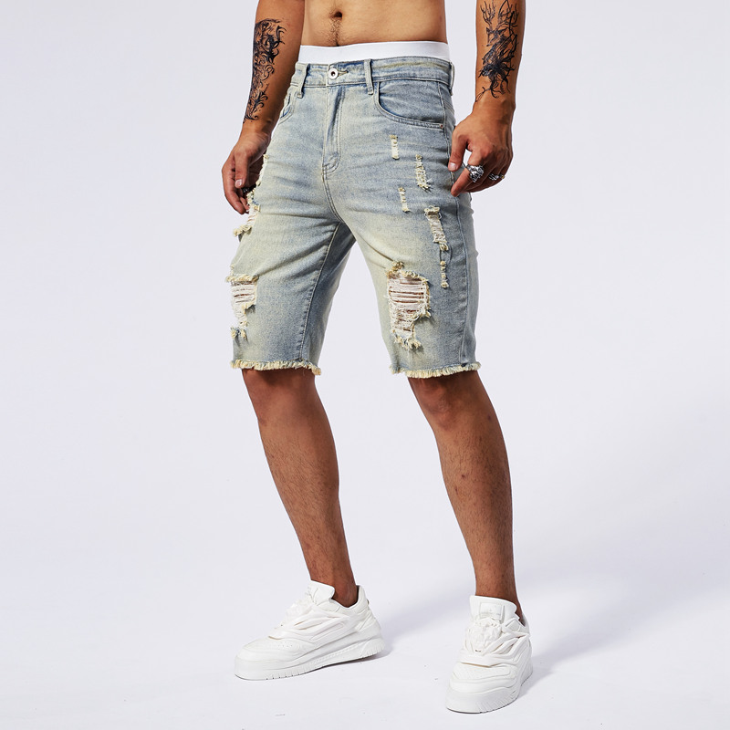 2025 صيف جديد الرجال ممزق الدي - مراجعة Streetwear Brand Fashion وسعره